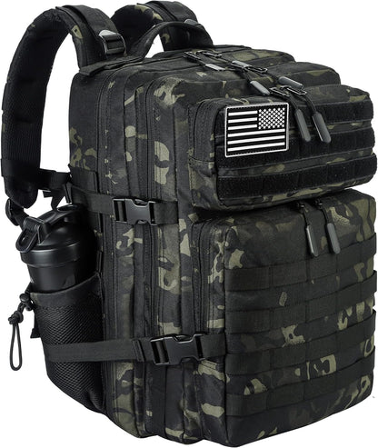 Military Tactical Backpack for Men and Women 45L Army 3 Days Assault Pack Bag Large Rucksack with Molle System Black