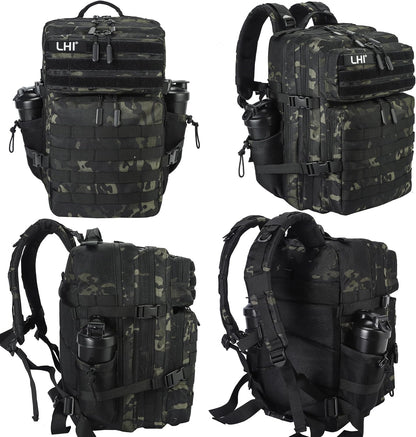Military Tactical Backpack for Men and Women 45L Army 3 Days Assault Pack Bag Large Rucksack with Molle System Black