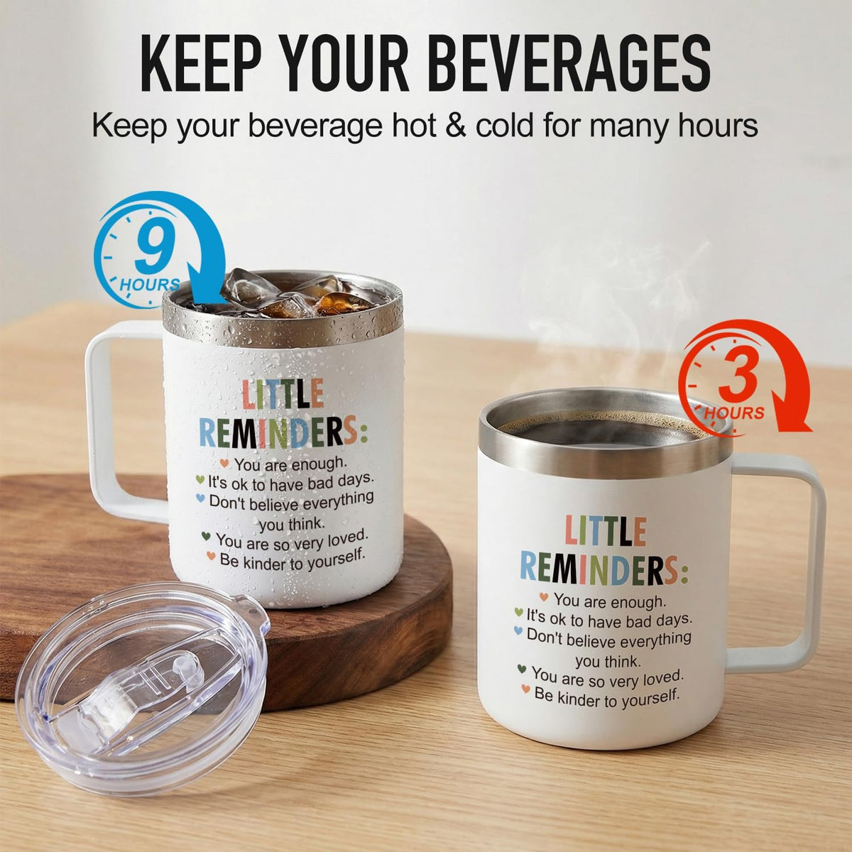 Inspirational Gifts for Women Insulated Travel Coffee Mug with Handle | Employee Appreciation Coworkers Female Gift Stainless Cup Positive Affirmation Gifts for Woman Tumbler Camping Mug with Lid