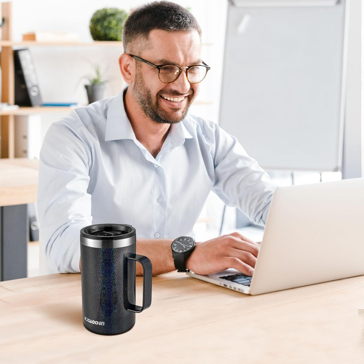 20 oz Insulated Coffee Mug, Coffee Cup with Lid and Wide Handle