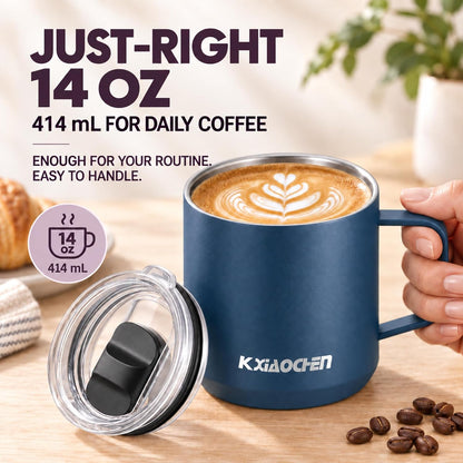 20 oz Insulated Coffee Mug, Coffee Cup with Lid and Wide Handle