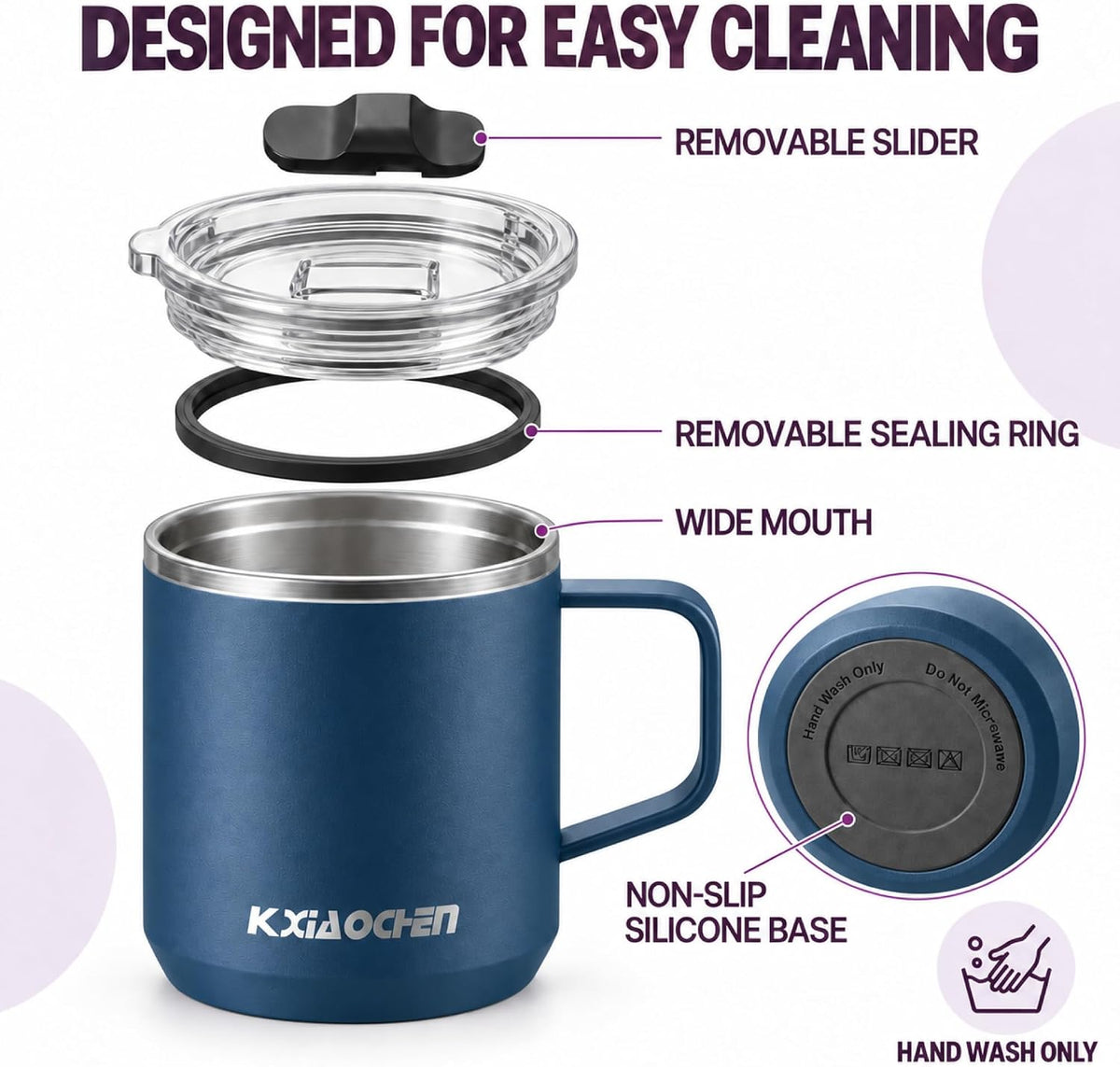 20 oz Insulated Coffee Mug, Coffee Cup with Lid and Wide Handle