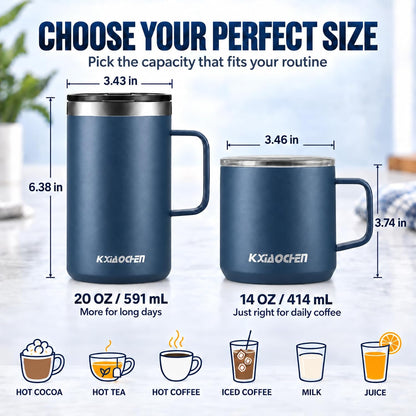 20 oz Insulated Coffee Mug, Coffee Cup with Lid and Wide Handle