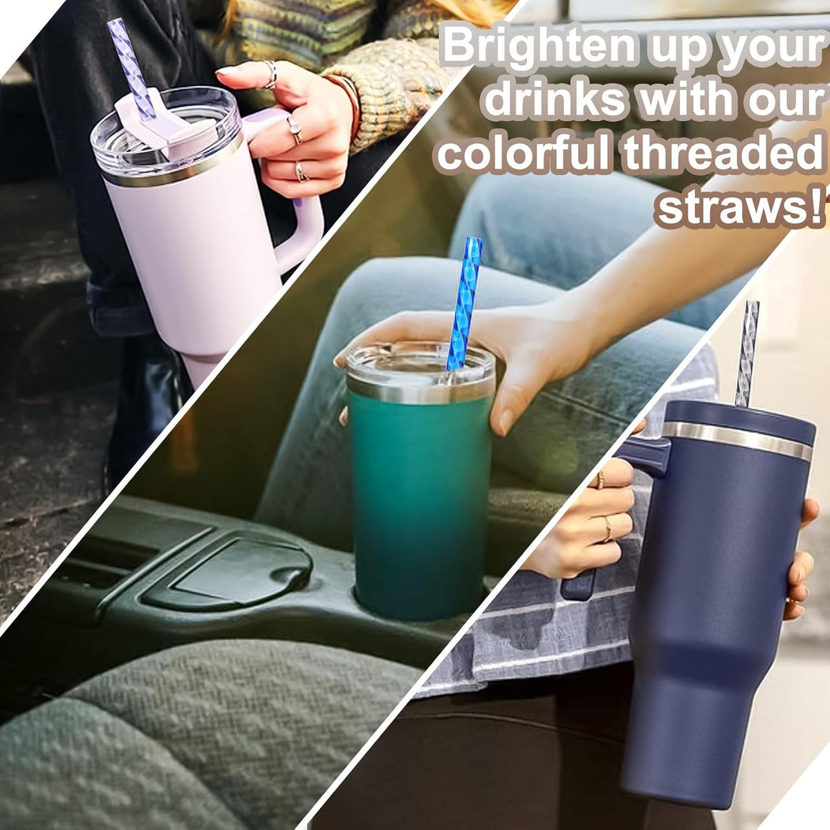 Reusable Straws for Stanley Cup Replacement,12 Inch Plastic Long Straw for 40 30 oz Tumbler,Colorful Hard Drinking Straws for Stanley,10mm Large Wide Water Bottle Straw for Stanley Cup Accessories