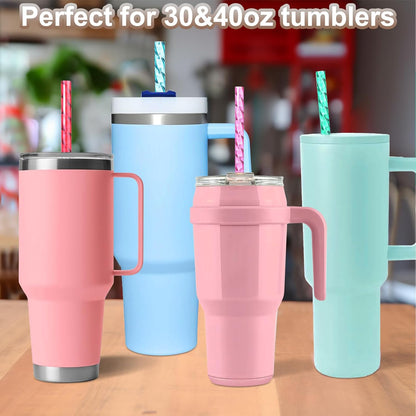 Reusable Straws for Stanley Cup Replacement,12 Inch Plastic Long Straw for 40 30 oz Tumbler,Colorful Hard Drinking Straws for Stanley,10mm Large Wide Water Bottle Straw for Stanley Cup Accessories