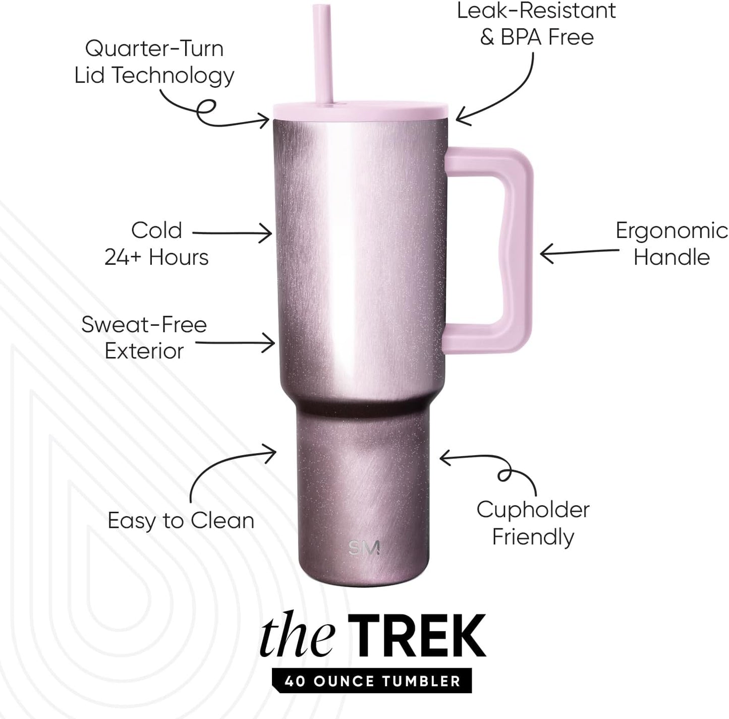 40 oz Trek Tumbler with Handle and Straw Lid | Cup Holder Friendly Insulated Stainless Steel Travel Mug | Slumberland | Trek Tumbler, Travel Mug | Insulated Water Bottle, Cupholder Friendly, Stainless Steel Cup | Slumberland - Colors B