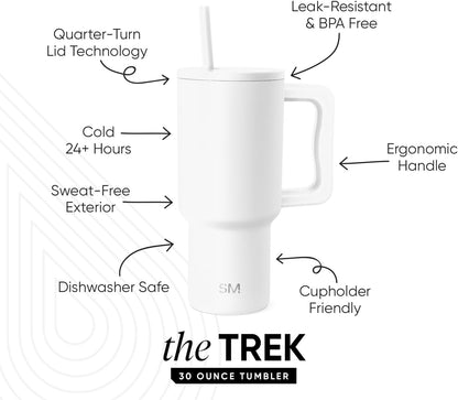40 oz Trek Tumbler with Handle and Straw Lid | Cup Holder Friendly Insulated Stainless Steel Travel Mug | Slumberland | Trek Tumbler, Travel Mug | Insulated Water Bottle, Cupholder Friendly, Stainless Steel Cup | Slumberland - Colors B