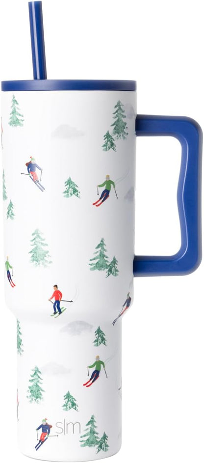 40 oz Trek Tumbler with Handle and Straw Lid | Cup Holder Friendly Insulated Stainless Steel Travel Mug | Slumberland | Trek Tumbler, Travel Mug | Insulated Water Bottle, Cupholder Friendly, Stainless Steel Cup | Slumberland - Colors B