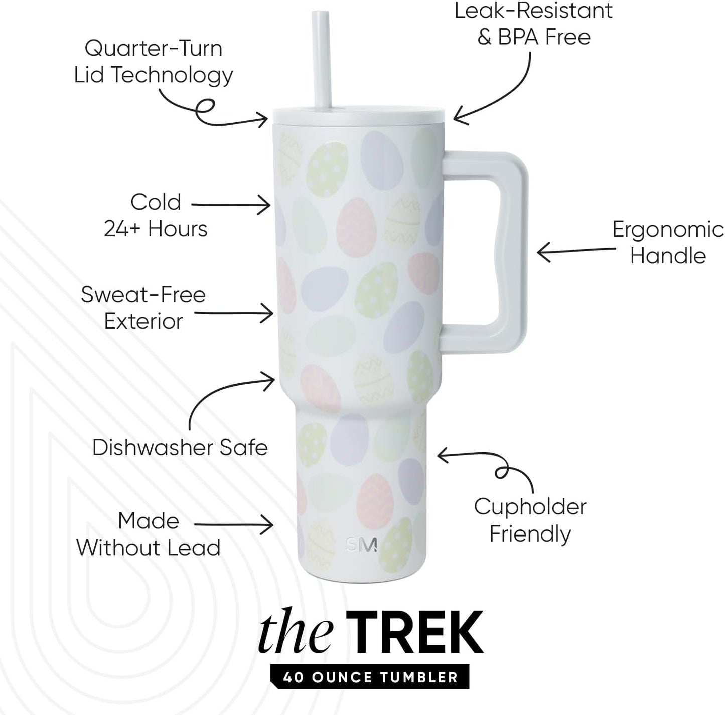 40 oz Trek Tumbler with Handle and Straw Lid | Cup Holder Friendly Insulated Stainless Steel Travel Mug | Slumberland | Trek Tumbler, Travel Mug | Insulated Water Bottle, Cupholder Friendly, Stainless Steel Cup | Slumberland - Colors B