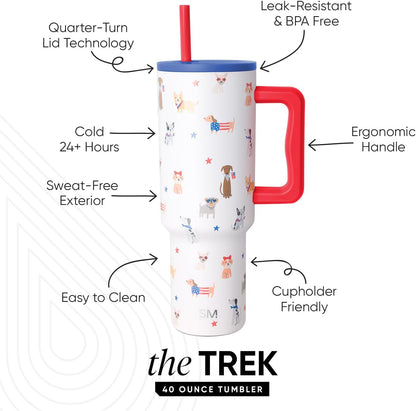 40 oz Trek Tumbler with Handle and Straw Lid | Cup Holder Friendly Insulated Stainless Steel Travel Mug | Slumberland | Trek Tumbler, Travel Mug | Insulated Water Bottle, Cupholder Friendly, Stainless Steel Cup | Slumberland - Colors B