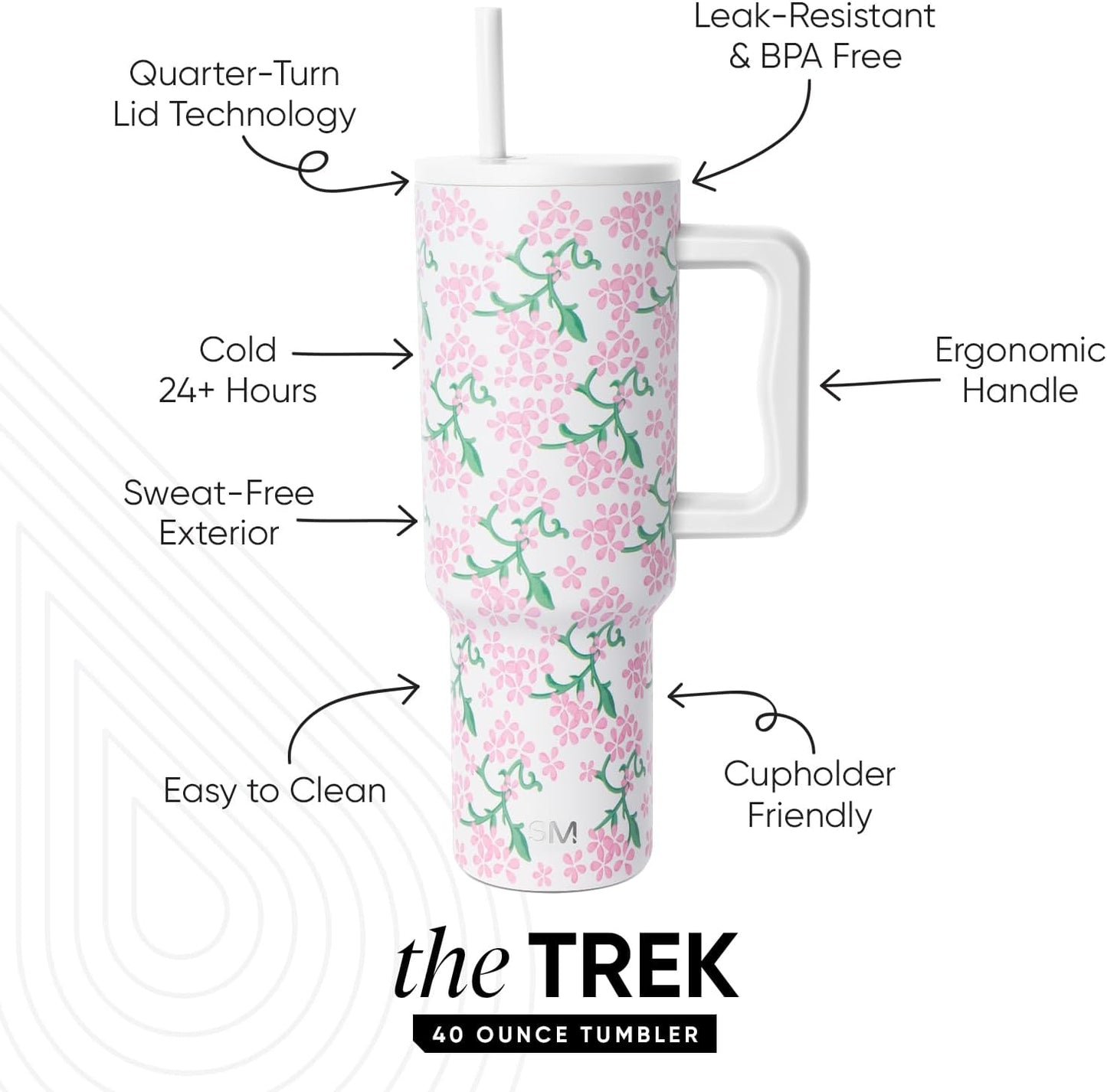 40 oz Trek Tumbler with Handle and Straw Lid | Cup Holder Friendly Insulated Stainless Steel Travel Mug | Slumberland | Trek Tumbler, Travel Mug | Insulated Water Bottle, Cupholder Friendly, Stainless Steel Cup | Slumberland - Colors B