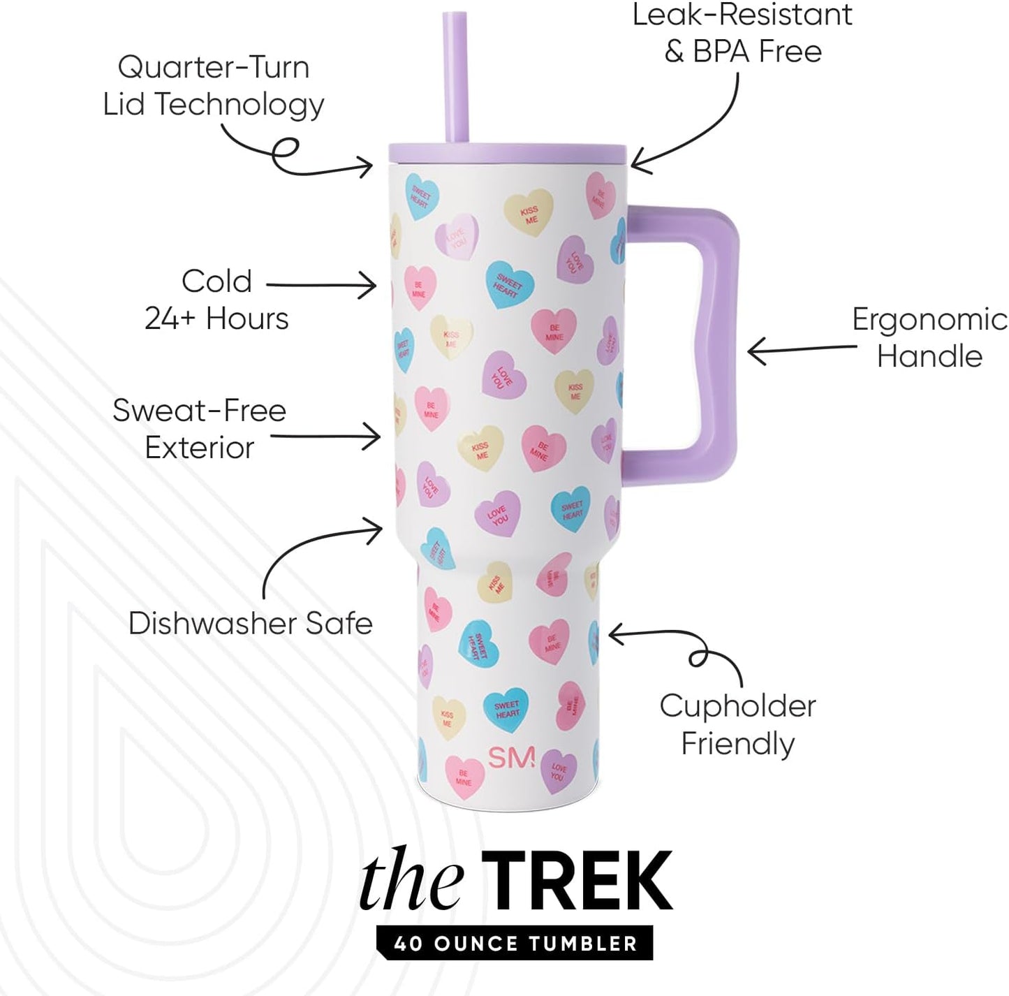 40 oz Trek Tumbler with Handle and Straw Lid | Cup Holder Friendly Insulated Stainless Steel Travel Mug | Slumberland | Trek Tumbler, Travel Mug | Insulated Water Bottle, Cupholder Friendly, Stainless Steel Cup | Slumberland - Colors B