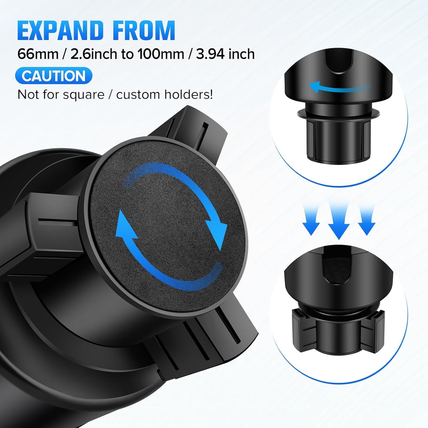 Universal 2 in 1 Car Cup Holder Expander with Adjustable Base, Fits Most Bottles