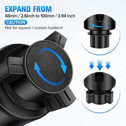 Universal 2 in 1 Car Cup Holder Expander with Adjustable Base, Fits Most Bottles