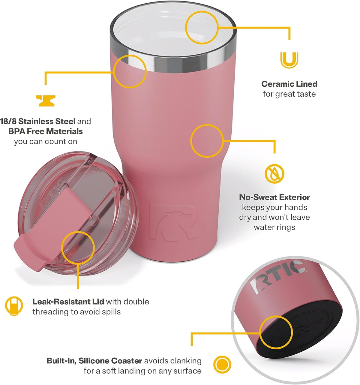 20oz Essential Tumbler with Lid, Ceramic Lined, Orchid