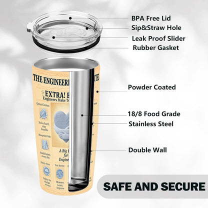 Engineer Gifts 20oz Insulated Tumbler, Newspaper-Inspired Blueprint & Circuit Design, Stainless Steel Travel Mug with Lid, for Men & Women, Students, Graduation, PE/EIT, Retirement, Appreciation
