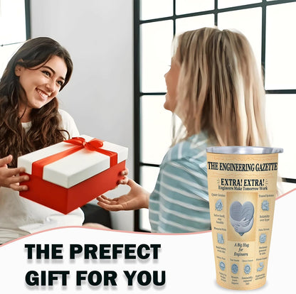 Engineer Gifts 20oz Insulated Tumbler, Newspaper-Inspired Blueprint & Circuit Design, Stainless Steel Travel Mug with Lid, for Men & Women, Students, Graduation, PE/EIT, Retirement, Appreciation