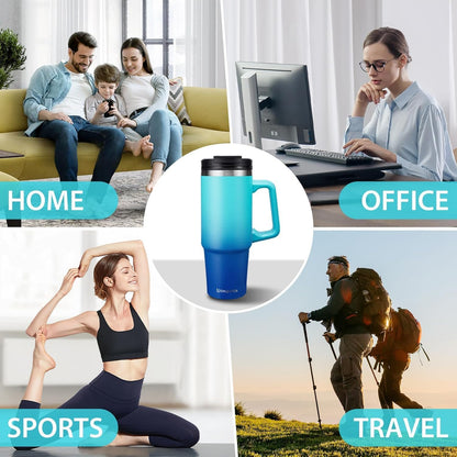 Insulated Tumbler with Straw and Sleeve - Leakproof Water Bottle Fits in Cup Holder, Stainless Steel Cup Coffee Mug Travel Tumbler with Lid, Cold for 36 Hrs/Hot for 12 Hrs