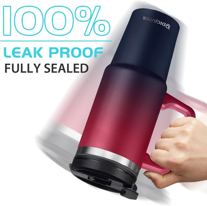 Insulated Tumbler with Straw and Sleeve - Leakproof Water Bottle Fits in Cup Holder, Stainless Steel Cup Coffee Mug Travel Tumbler with Lid, Cold for 36 Hrs/Hot for 12 Hrs