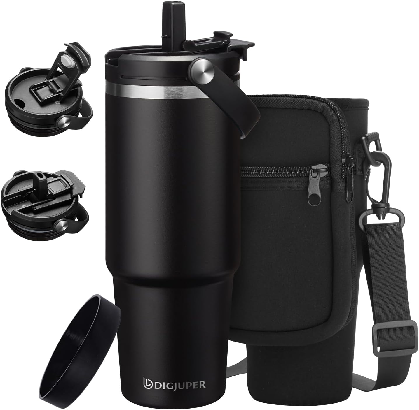 Insulated Tumbler with Straw and Sleeve - Leakproof Water Bottle Fits in Cup Holder, Stainless Steel Cup Coffee Mug Travel Tumbler with Lid, Cold for 36 Hrs/Hot for 12 Hrs