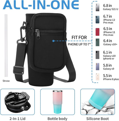 Insulated Tumbler with Straw and Sleeve - Leakproof Water Bottle Fits in Cup Holder, Stainless Steel Cup Coffee Mug Travel Tumbler with Lid, Cold for 36 Hrs/Hot for 12 Hrs
