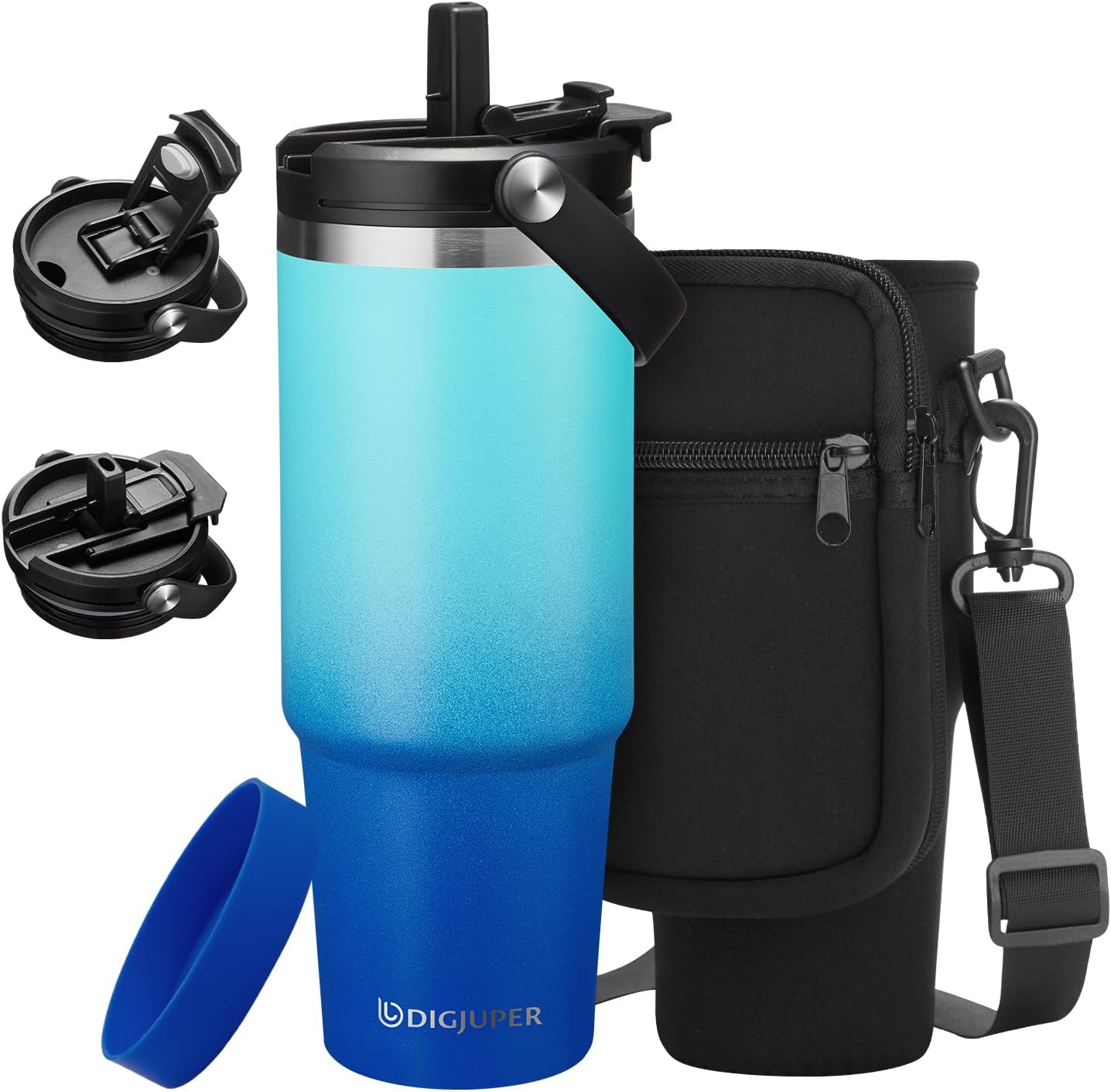 Insulated Tumbler with Straw and Sleeve - Leakproof Water Bottle Fits in Cup Holder, Stainless Steel Cup Coffee Mug Travel Tumbler with Lid, Cold for 36 Hrs/Hot for 12 Hrs