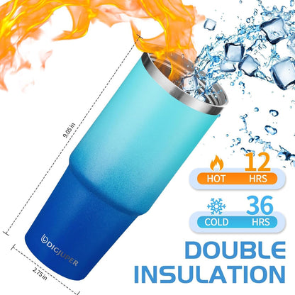Insulated Tumbler with Straw and Sleeve - Leakproof Water Bottle Fits in Cup Holder, Stainless Steel Cup Coffee Mug Travel Tumbler with Lid, Cold for 36 Hrs/Hot for 12 Hrs