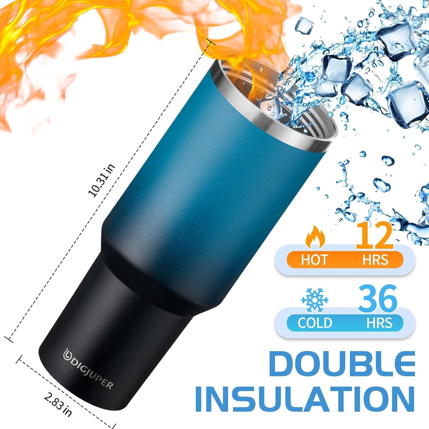 Insulated Tumbler with Straw and Sleeve - Leakproof Water Bottle Fits in Cup Holder, Stainless Steel Cup Coffee Mug Travel Tumbler with Lid, Cold for 36 Hrs/Hot for 12 Hrs