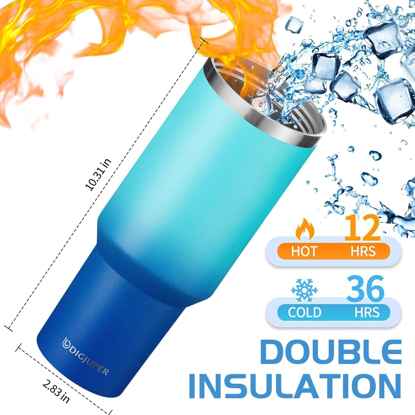 Insulated Tumbler with Straw and Sleeve - Leakproof Water Bottle Fits in Cup Holder, Stainless Steel Cup Coffee Mug Travel Tumbler with Lid, Cold for 36 Hrs/Hot for 12 Hrs