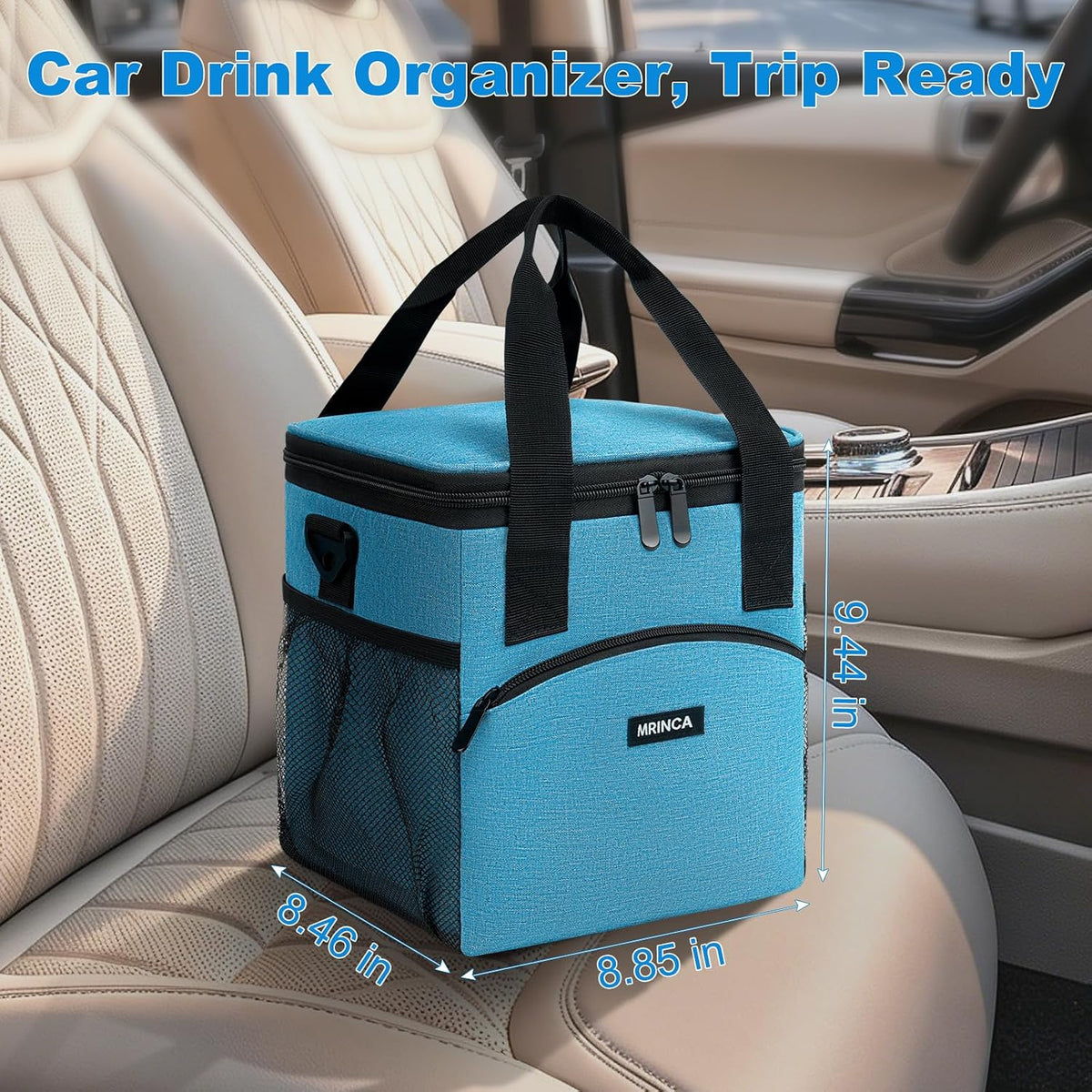 Reusable 4 Cup Insulated Drink Carrier with Handle, Black