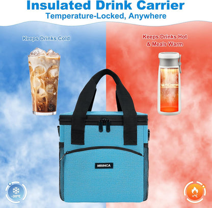 Reusable 4 Cup Insulated Drink Carrier with Handle, Black