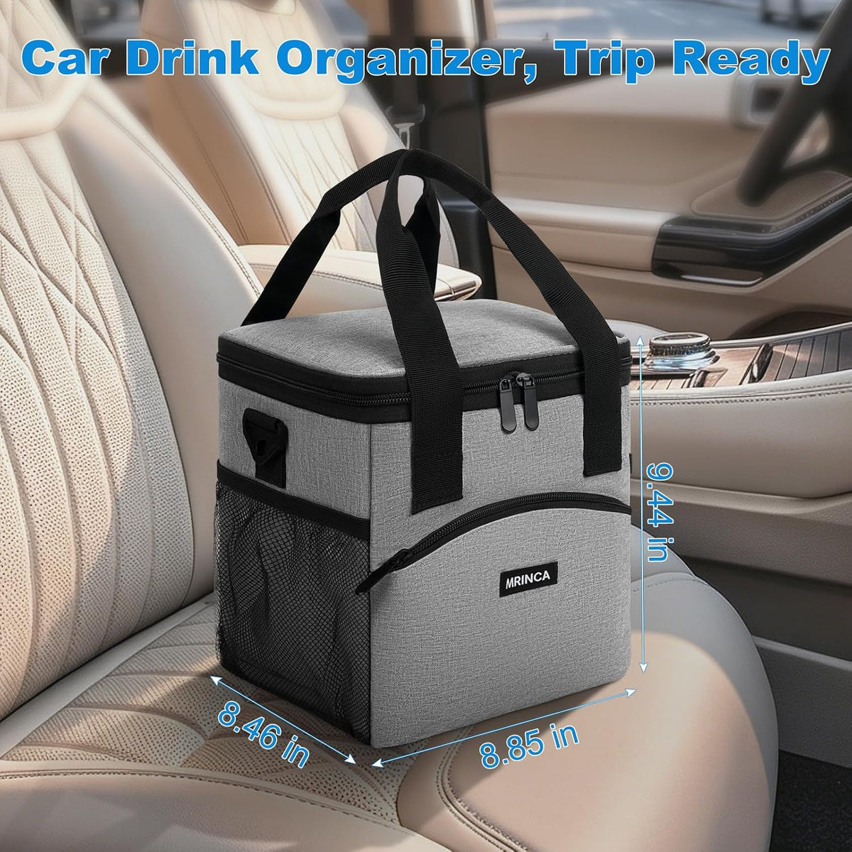 Reusable 4 Cup Insulated Drink Carrier with Handle, Black