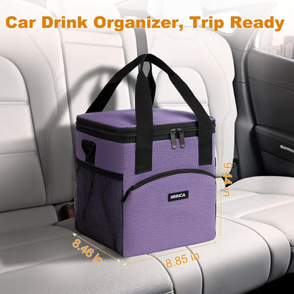 Reusable 4 Cup Insulated Drink Carrier with Handle, Black