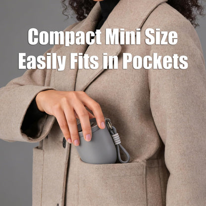 8oz Small Insulated Coffee Cup with Lanyard, Vacuum Steel Mini Travel Mug | Matte finish;Leakproof lid;Flip spout;Non-slip base;Hot or cold drinks;Office;Commute;Walking;Hiking;Daily carry