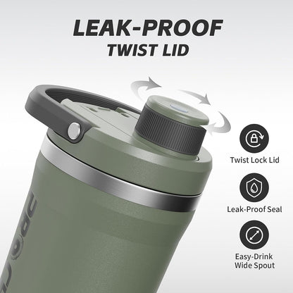 Insulated Stainless Steel Protein Shaker Bottle, 20oz Metal Mixer