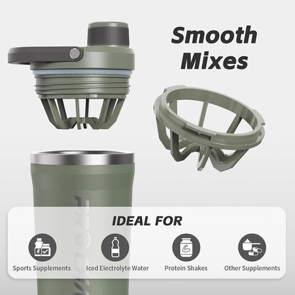 Insulated Stainless Steel Protein Shaker Bottle, 20oz Metal Mixer