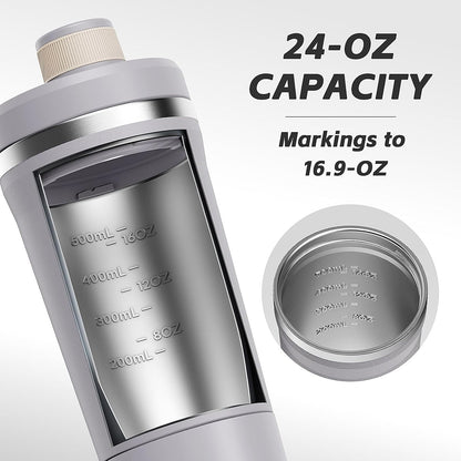Insulated Stainless Steel Protein Shaker Bottle, 20oz Metal Mixer