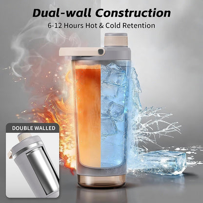 Insulated Stainless Steel Protein Shaker Bottle, 20oz Metal Mixer
