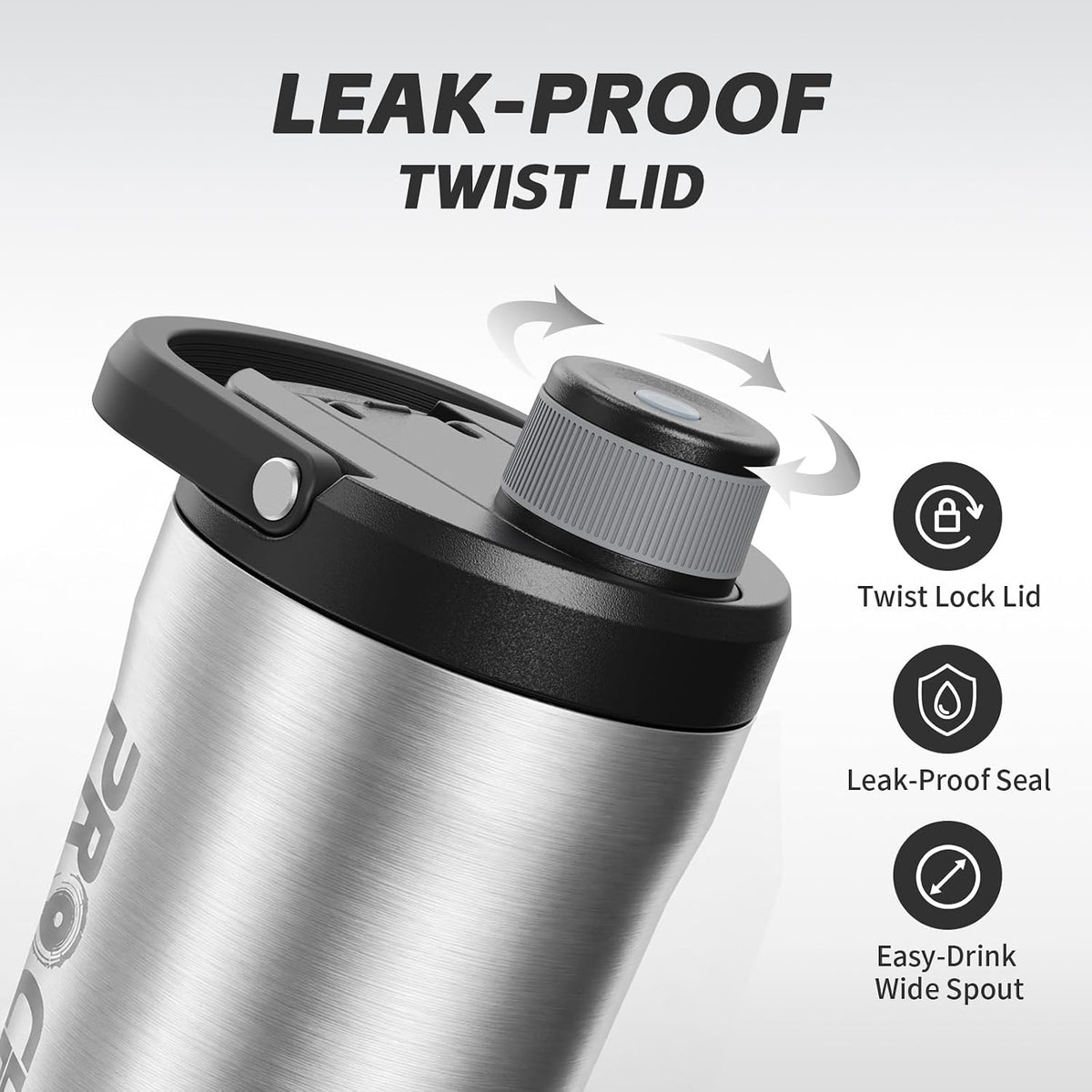 Insulated Stainless Steel Protein Shaker Bottle, 20oz Metal Mixer