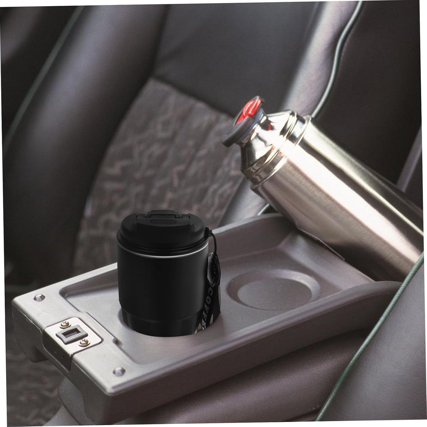 Portable Stainless Steel Travel Coffee Mug Double Wall Insulated Tumbler with Leak Lid for Office Car Outdoor Use Black Color Reusable Design