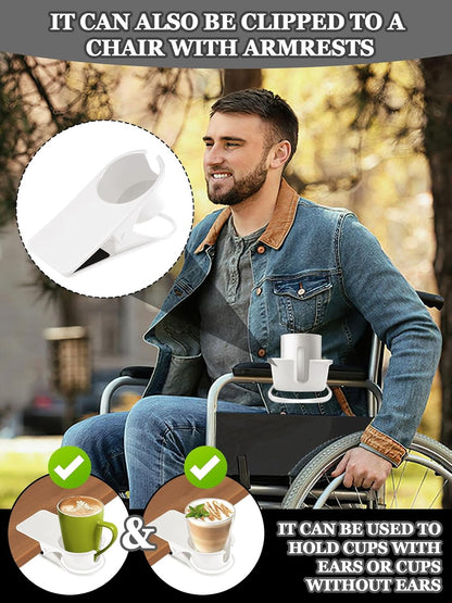 Clip on Drink Holder for Beach Chair, Desk Cup Holder with Groove | Drink Clamp Mug Cup Stand Coffee Water Bottle Cup Clip, Versatile Table Cup Holders for Home, Office, School (Gray)