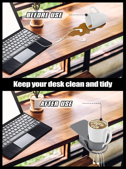 Clip on Drink Holder for Beach Chair, Desk Cup Holder with Groove | Drink Clamp Mug Cup Stand Coffee Water Bottle Cup Clip, Versatile Table Cup Holders for Home, Office, School (Gray)