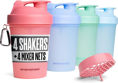 4 Pack Protein Shaker Bottle | Silent Mixing, Leak-Proof Shaker Bottle | Shaker Cups For Protein Shakes | Gym Shaker Bottle | Durable, Bpa-Free, Dishwasher Safe (Multicolor Lite, 400 ml)
