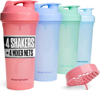 4 Pack Protein Shaker Bottle | Silent Mixing, Leak-Proof Shaker Bottle | Shaker Cups For Protein Shakes | Gym Shaker Bottle | Durable, Bpa-Free, Dishwasher Safe (Multicolor Lite, 400 ml)