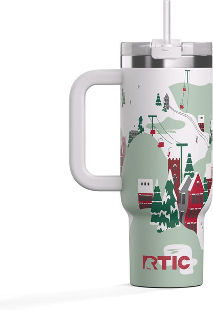 40oz Road Trip Tumbler, Insulated, Ceramic Lined, Periwinkle Bouquet