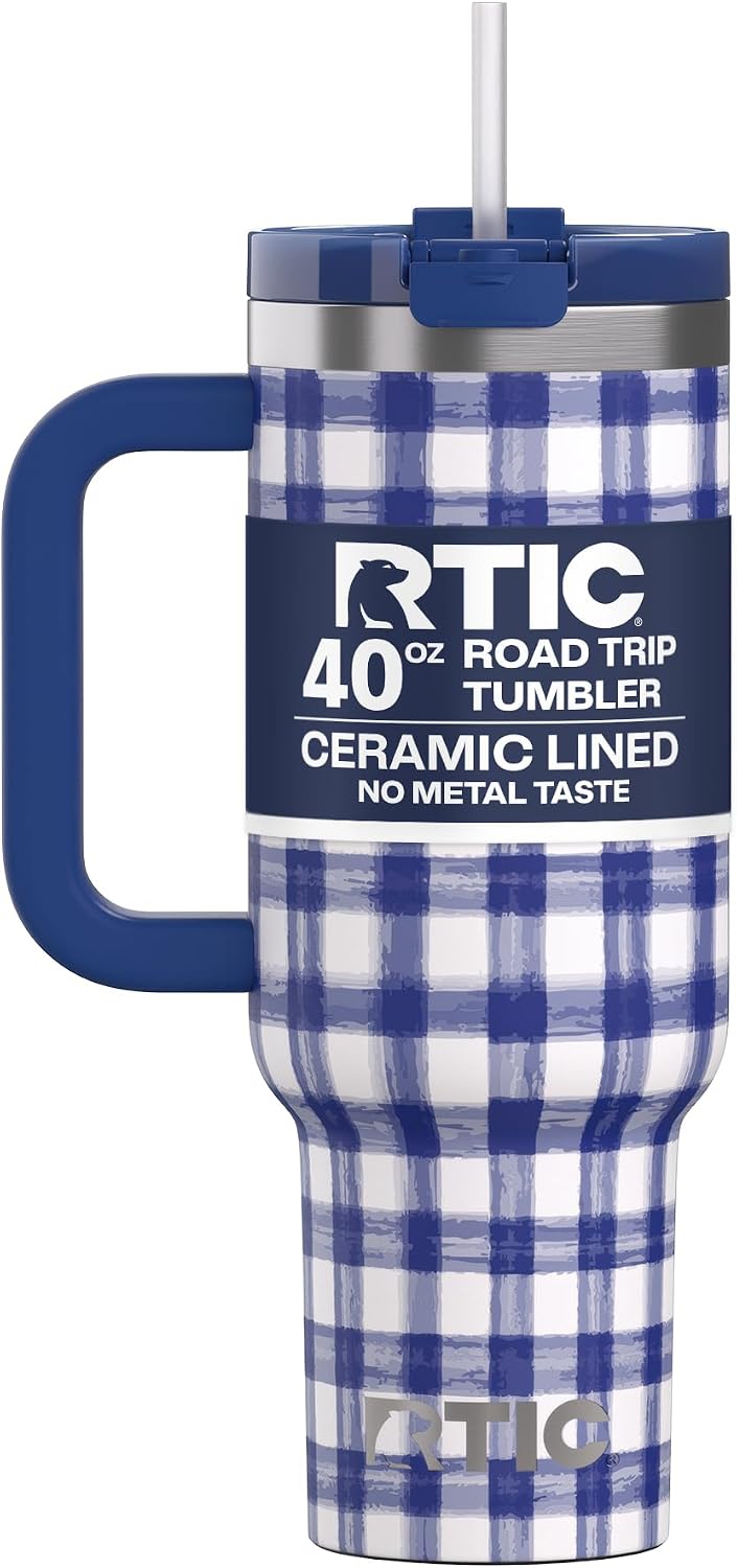 40oz Road Trip Tumbler, Insulated, Ceramic Lined, Periwinkle Bouquet