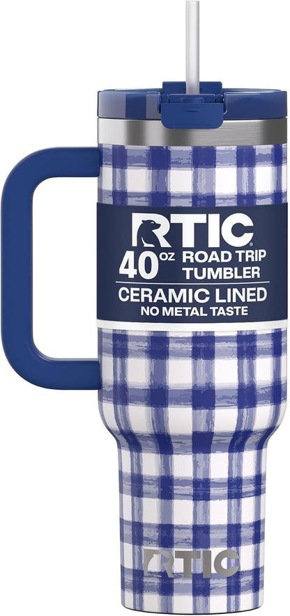 40oz Road Trip Tumbler, Insulated, Ceramic Lined, Periwinkle Bouquet