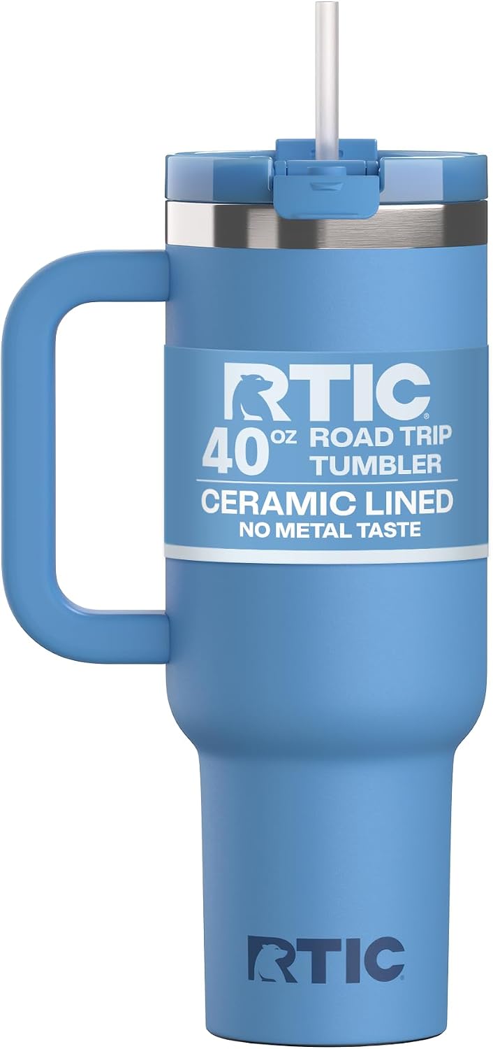 40oz Road Trip Tumbler, Insulated, Ceramic Lined, Periwinkle Bouquet