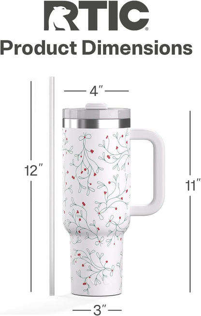 40oz Road Trip Tumbler, Insulated, Ceramic Lined, Periwinkle Bouquet