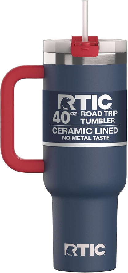 40oz Road Trip Tumbler, Insulated, Ceramic Lined, Periwinkle Bouquet
